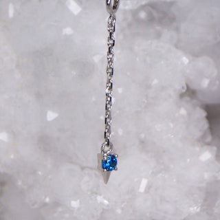 junipurr jewellery jewelry piercing jewellery chain with blue gem gia chain dangle 14k white gold blue swavovski cz cubic zirconia gem