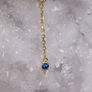 junipurr jewellery jewelry piercing jewellery chain with blue gem gia chain dangle 14k white gold blue swavovski cz cubic zirconia gem YELLOW