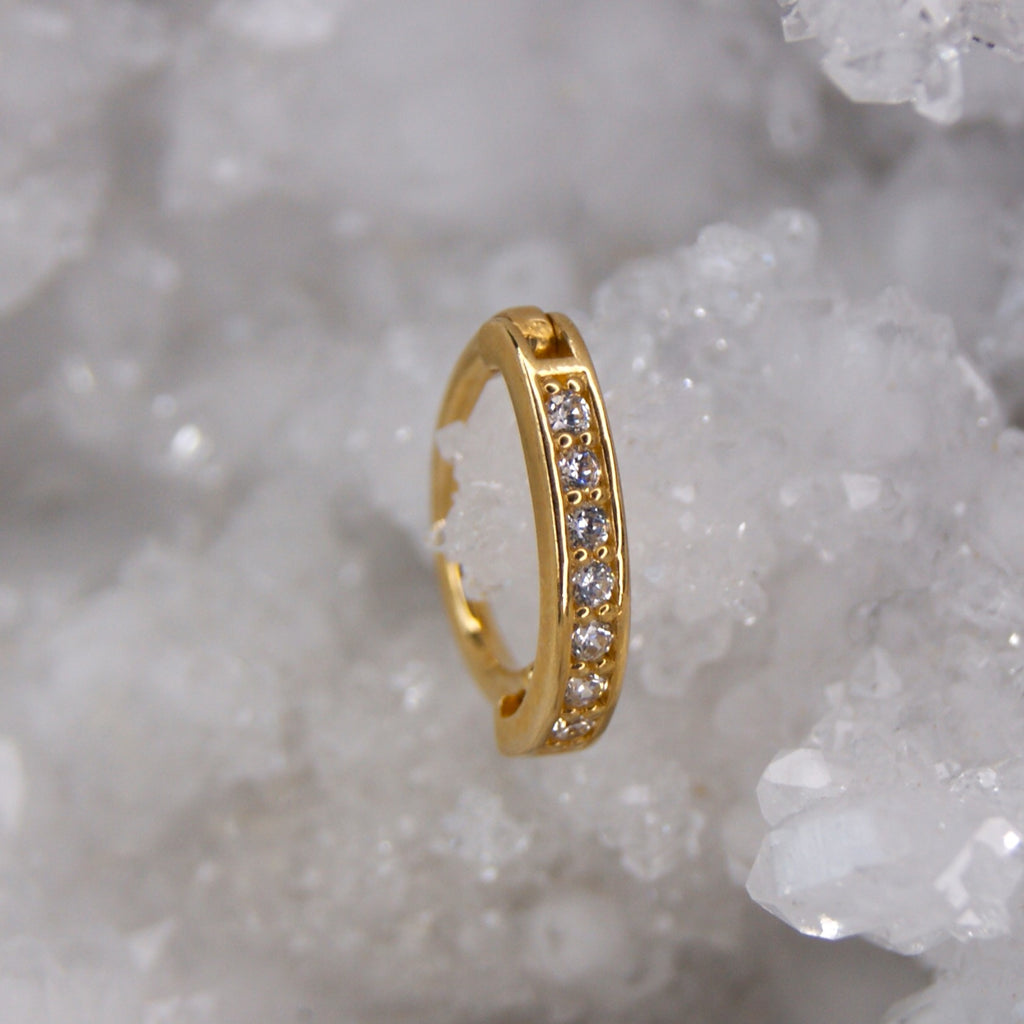 Tish Lyon - 14k Solid Gold Pavé Gem Hinge Rook Ring - Cardiff Piercing ...