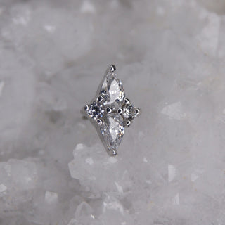 buddha jewellery jewelry threadless push fit 14k white gold ethereal pear cluster