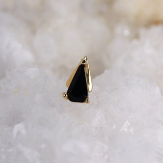 Buddha jewellery It Was All A Dream - Black Agate 14k gold threadless triangular body jewellery black gem geometric