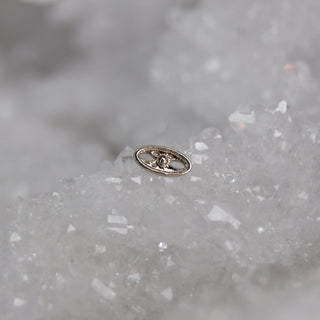 Local natives jewellery 14k white gold victoria threadless push fit attachment in oval shape with dome detail