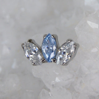 industrial strength white cz and greyish blue marquise fan