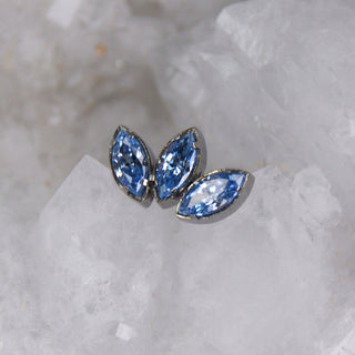 titanium prong set cubic zirconia gem marquise threadless push fit piercing jewellery anatometal implant grade arctic blue