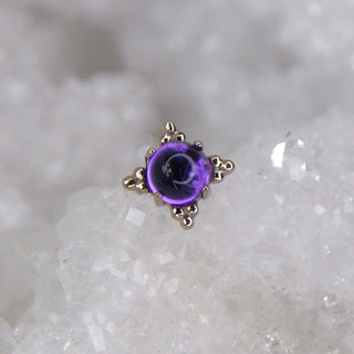 Anatometal Zia amethyst 18k Gold Threadless Piercing End push fit genuine natural stone cabochon tribead
