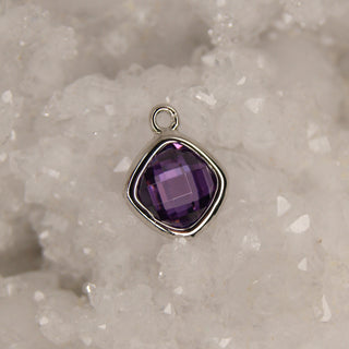 amethyst square drop charm 925 sterling silver