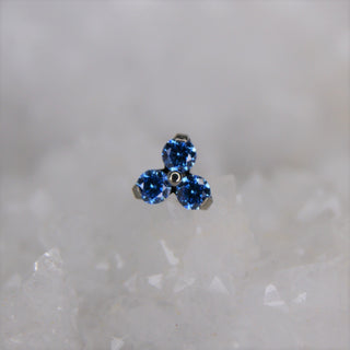 triple gem trinity triangular threadless push fit jewelry attachment implant grade titanium arctic blue swarovski cz gem piercings jewellery
