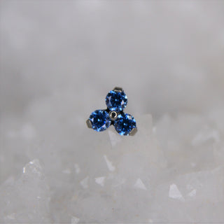 triple gem trinity triangular threadless push fit jewelry attachment implant grade titanium arctic blue swarovski cz gem piercings jewellery
