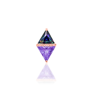 Junipurr Jewellery Queen Mystic Threadless Attachment stacked triangle light purple cz and genuine natural mystic topaz with beaded accent prong set triangular stone 14k rose gold