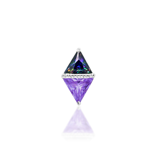 Junipurr Jewellery Queen Mystic Threadless Attachment stacked triangle light purple cz and genuine natural mystic topaz with beaded accent prong set triangular stone 14k white gold