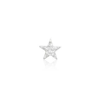 junipurr jewellery hammered textured star attachment in threadless push fit for piercing lovers. star earrings with sparkle glitter effect. 14k white gold