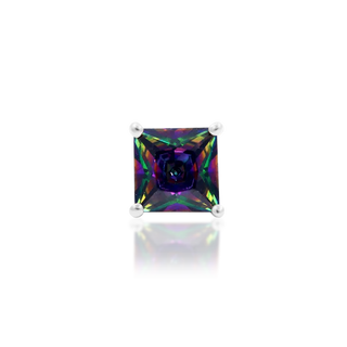 junipurr jewellery threadless push fit piercing jewellery attachment gift for him for her prong set square rhombus princess cut genuine mystic topaz gem 14k white gold