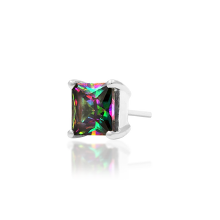 junipurr jewellery threadless push fit piercing jewellery attachment gift for him for her prong set square rhombus princess cut genuine mystic topaz gem 14k white gold
