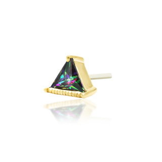 junipurr jewellery king mystic threadless push fit attachment piercing jewelry triangular gem natural stone with beaded accent and prong setting gift for her for him for piercing lovers 14k carat karat yellow gold