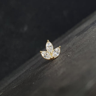 18K Gold Prong Set Marquise Triple Cubic Zirconia