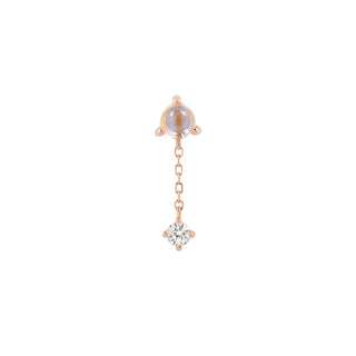 Bianca - Moonstone + White Sapphire - Rose Gold Threadless End with Dangle