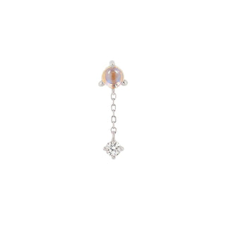 Bianca - Moonstone + White Sapphire - White Gold Threadless End with Dangle