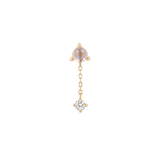 Bianca - Moonstone + White Sapphire - Yellow Gold Threadless End with Dangle