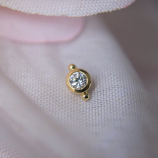 House Gold - 18K Gold Bezel Set with Clear CZ & Accent Beads