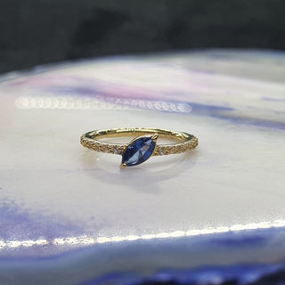 Genuine Royal Blue Topaz Conch Ring