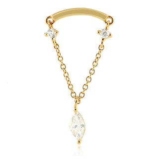 TL - 14CT GOLD INTERNAL HANGING CHAIN WITH MARQUISE GEM PIN ATTACHMENT
