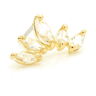 TL - 14CT THREADLESS GOLD MARQUISE CRESCENT GEM PIN ATTACHMENT