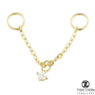 TL - 9CT GOLD HANGING GEM CHAIN CHARM FOR BARS