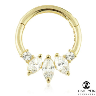 TL - GOLD TRIPLE MARQUISE HINGE DAITH RING