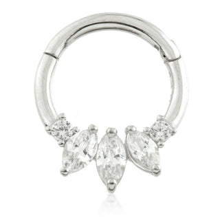 TL - WHITE GOLD TRIPLE MARQUISE HINGE DAITH RING