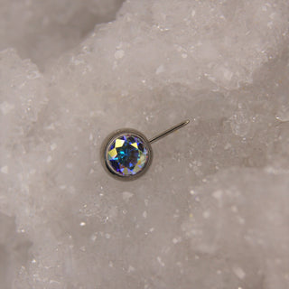 neometal swarovski iridescent holographic aurora borealis gem cz nipple piercing body jewellery end