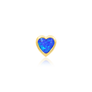 Junipurr Jewelry Blue Opal Bezel Heart - 14k Gold Threadless End