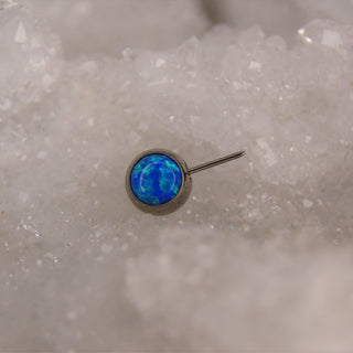 capri blue opal fauxpal nipple bar piercing attachment end