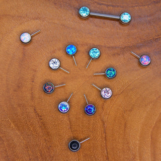 nipple piercing barbell end attachment gem swarovski opal fauxpal multiple colours