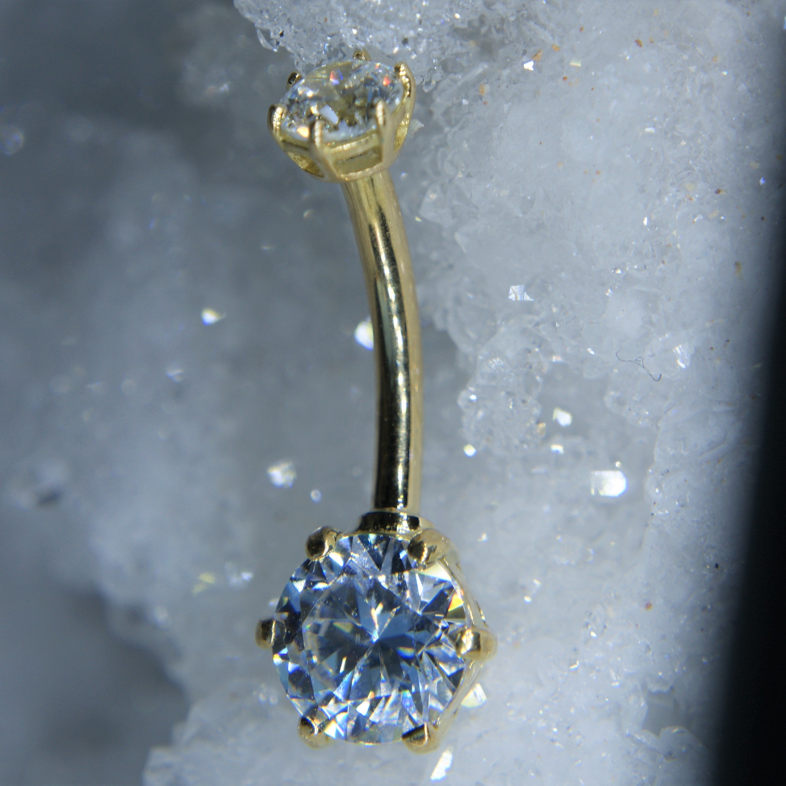 House Gold 18K Gold Navel Bar with Crystal