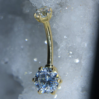 House Gold - 18K Gold Navel Bar with Crystal