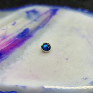 Industrial Strength Titanium Natural Stone Cabochon Threaded End Blue Agate
