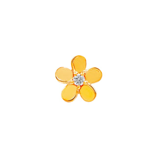 junipurr 14k yellow gold Flower with Cubic Zirconia decorative end JJ0068-YG CZ