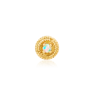 Junipurr Jewelry Round Double Millgrain with Opal - 14k Gold Threadless End