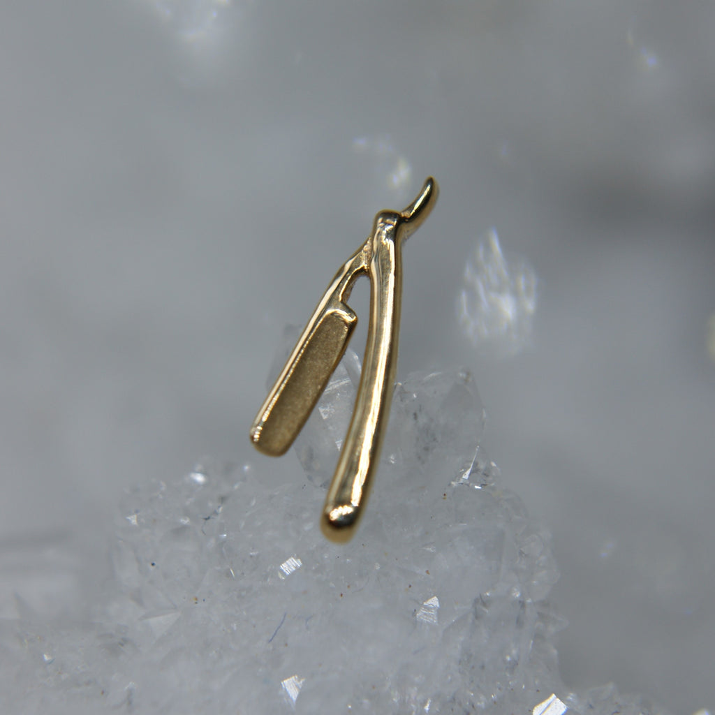 BVLA Straight Razor - 14k Gold 16G Threaded End - Cardiff Piercing ...