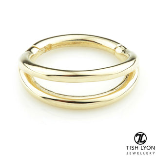 tish lyon double band hinge ring 14k  gold cardiff piercing 