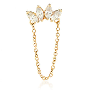 Tish Lyon - TL - 14CT GOLD  MARQUISE GEM CLUSTER WITH HANGING CHAIN